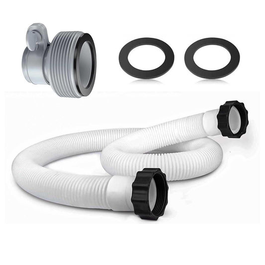 1.5" Pool Pump Hoses with Adapter Type B Connector Kit for Intex ＆ Coleman Above Ground Pools -1 1/2 Pool Hose Compatible with 1500-2500 GPH Sand Filter Pumps & Saltwater Systems (1, White)