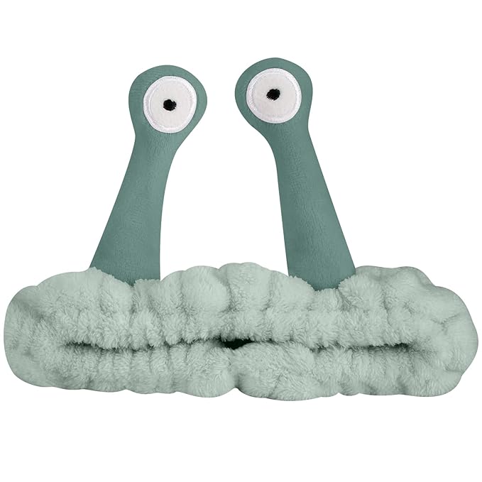 Jowmoy Cute Dark green Snail Headband,Wash Face for Women Makeup Shower Spa Headband