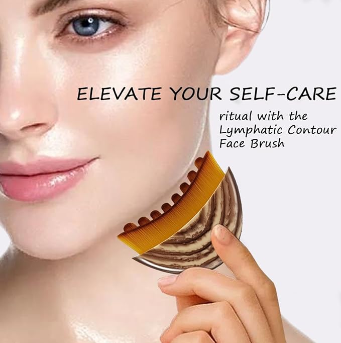 Lymphatic Contour Face Brush, Facial Massage Brush for Sculpting - Anti-Puffiness, Detox & Lift, Dry Brushing Face, Ergonomically Designed to Fit The Skin Precisely and Relieve Fatigue