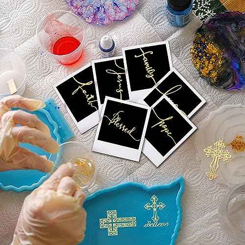 OLYCRAFT 9pcs 1.6x1.6 Inch Cross Stickers - Self Adhesive Gold Metal Stickers for Scrapbooks, DIY Crafts & Phone Decoration
