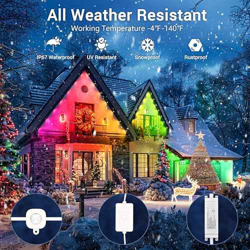 Permanent Outdoor Lights,100ft with 72LED Eaves Light, IP65 Waterproof RGB Light with AppControl, DIY SceneModes, Eave Lights for House Roof, Garden Dcor, Christmas Outdoor Decoration