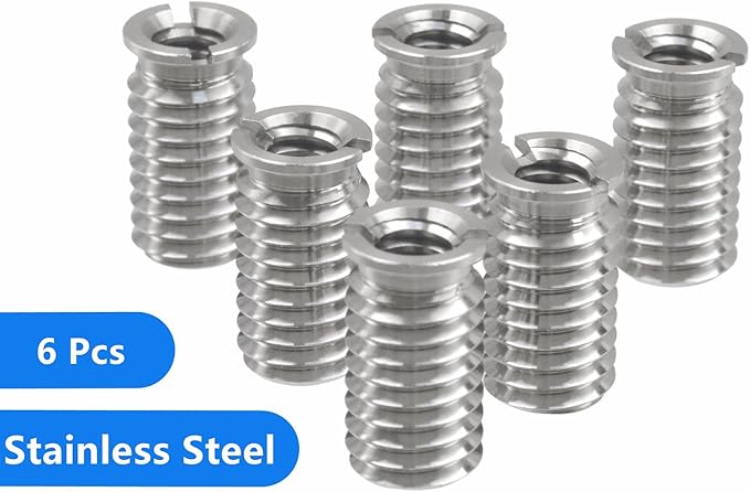 Stainless Steel 1/4"-20 Female to 3/8"-16 Male Convert Screw Adapter 6 Pieces 18mm Height