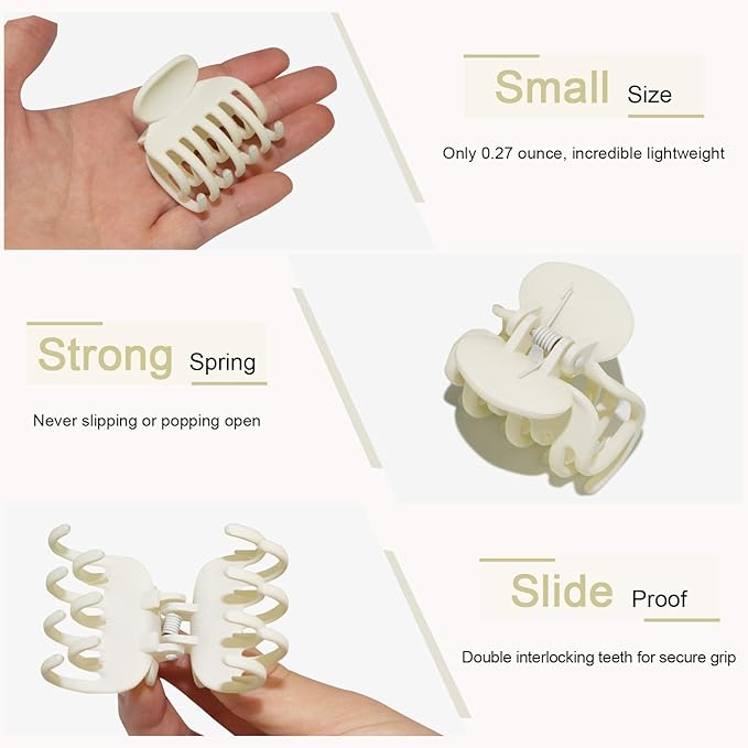 8PCS Claw Clips for Thin Hair Women, 1.6" Small Claw Clips Matte Medium Hair Claw Clips for Fine Thick Hair Strong Hold Double Row Teeth Hair Clips Cute Jaw Clamps (Warm Color)