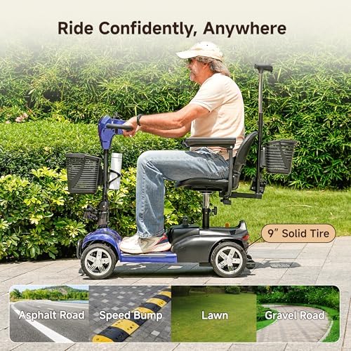 iScooter X02 Pro Mobility Scooter, 20Miles Foldable Mobility Scooter for Seniors & Adult, Powered Electric Wheelchair Device with Removable Battery, 300lb Capacity,Dual Baskets,Crutch Holder,USB Port