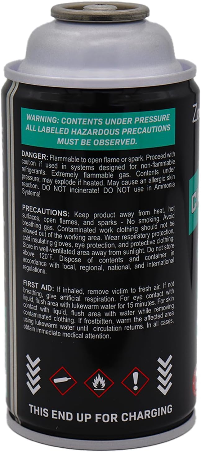 ZeroR AC Refrigerant R134a Replacement - Eco-Friendly, 100% Natural Hydrocarbon Gas - Compatible and Easy to Install with R134a A/C Recharge Systems - 6 Cans (6oz Each)
