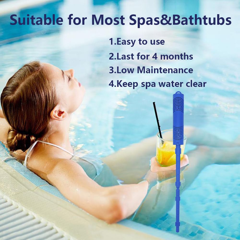 Joepoe SPA Mineral Sticks for Hot Tub, Hot Tub Stick with 4 Months Lifetime Universal for Hot Tub & Pool, Spa Mineral Cartridge Keeps Water Crystal Clear (Blue,2-Pack)
