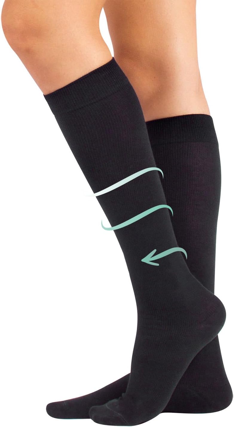 COTTON COMPRESSION SOCKS | FLIGHT TRAVEL SOCKS | 14-16 mm/Hg | BLUE, GREY, BLACK | S, M, L, XL, XXL | ITALIAN SOCKS |