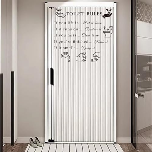 Toilet Rules Wall Quotes Stickers Peel and Stick DIY Removable Wall Decal Wall Decor Vinyl Rules Sign Wall Art Decals for Toilet Bathroom Laundry Room Shower Room Decoration