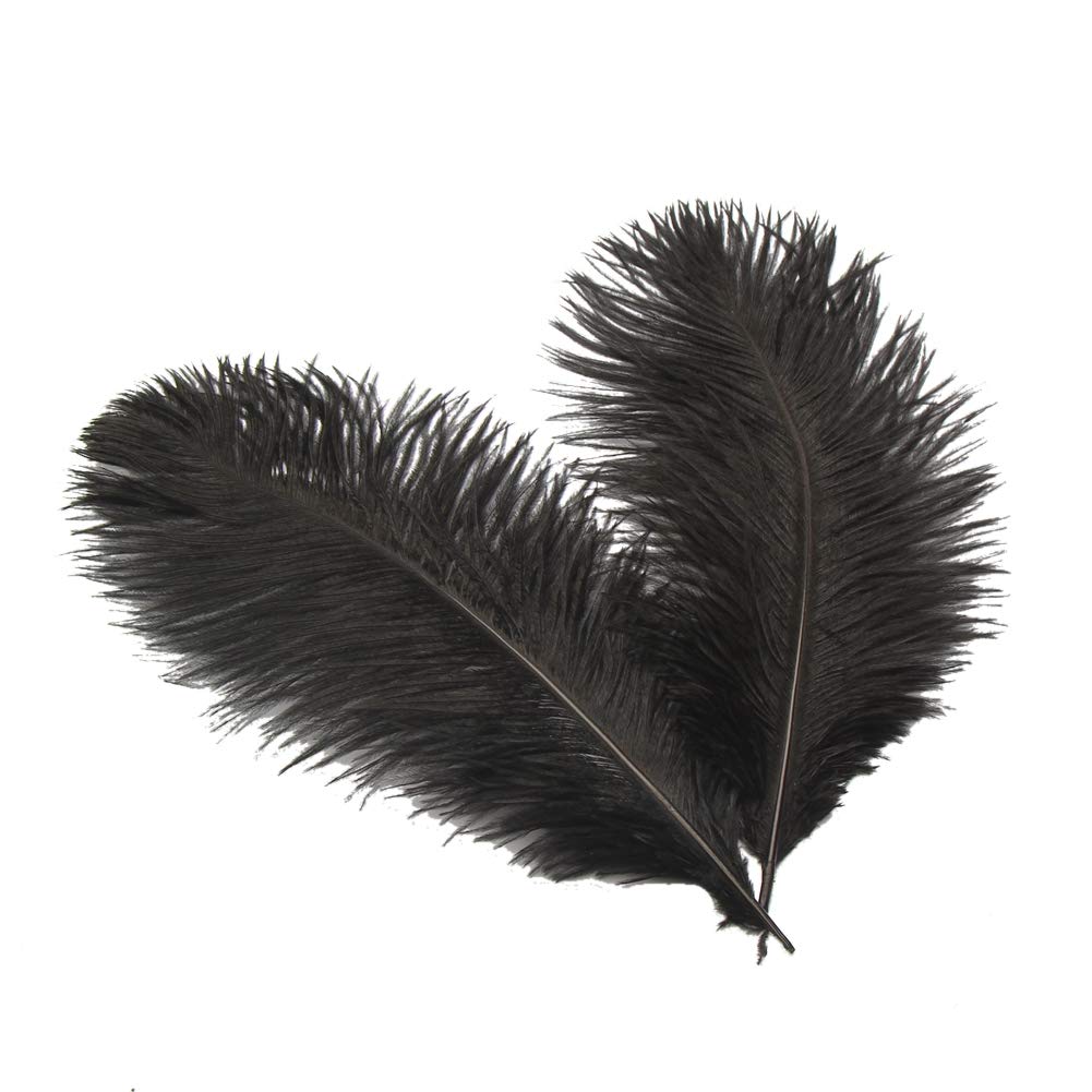 Sowder 14-16inch(35-40cm) Ostrich Feathers Plume for Wedding Centerpieces Home Decoration Pack of 10pcs(Black)