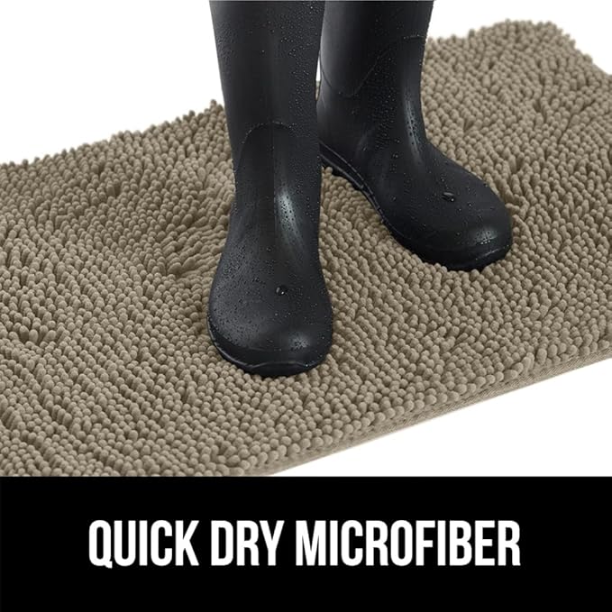 GORILLA GRIP SoakSTOPPER Dog Door Mat, Machine Washable Rug Absorbent Doormat Captures Moisture Mud Dirt, Quick Dry Soft Chenille Entryway Rugs Indoor Entrance Mats for Dog Paws, 24x17 Cappuccino