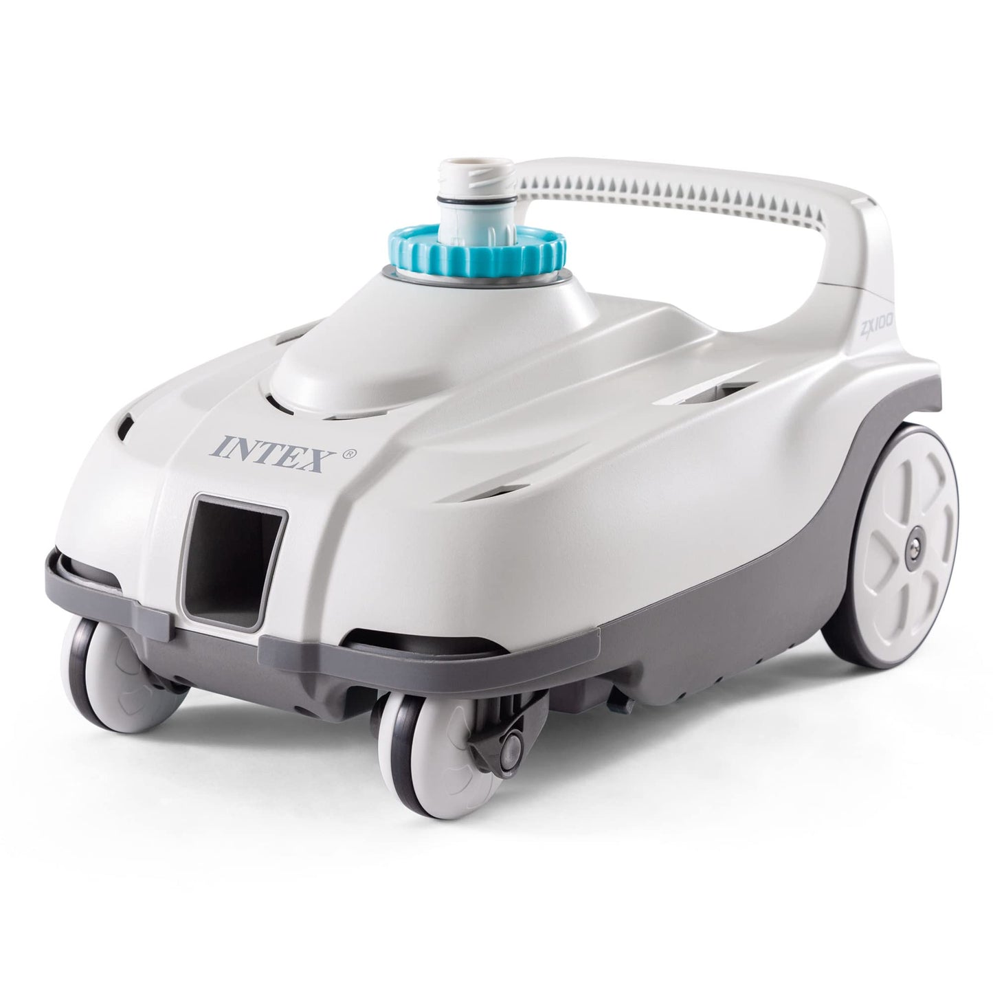 INTEX 28006E ZX100 Pressure-Side Above Ground Automatic Pool Cleaner: for Bigger Pools – Cleans Pool Floor – Removes Debris – Removable Filter Tray – 21ft Tangle Free Hose