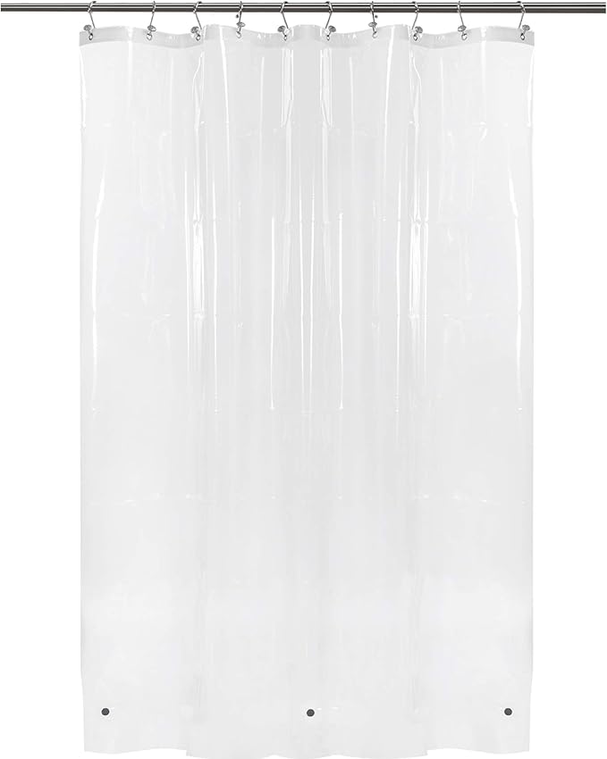 BAROSSA Design 54 inch Wide Stall Shower Curtain Liner with 3 Magnets - PEVA, Waterproof, PVC Free, Metal Grommets, Clear, 54x72