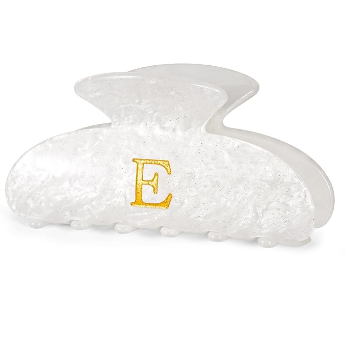 Personalized Hair Clips Hair Claws for Women - Elegant Hair Accessories for Women - Monogram Hair Claw Birthday Gifts for Her Wedding Bridesmaid Friend Sister Teacher Wife Grandma - White,E