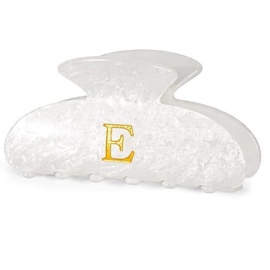 Personalized Hair Clips Hair Claws for Women - Elegant Hair Accessories for Women - Monogram Hair Claw Birthday Gifts for Her Wedding Bridesmaid Friend Sister Teacher Wife Grandma - White,E