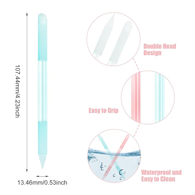 4Pcs Glass Cuticle Pusher, Crystal Cuticle Pusher Glass File, Dual-Ended Manicure Stick, Professional Precision Filing Cuticle Remover, Manicure Pedicure Tools for Nails and Cuticles CareÃ¢ÂÂ¦