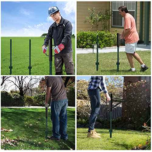 Black Fence Post Driver£¬16.5 Inch T Post Driver,12LB Hand Post Pounder with Handle, Heavy Duty Post Hole Diggers