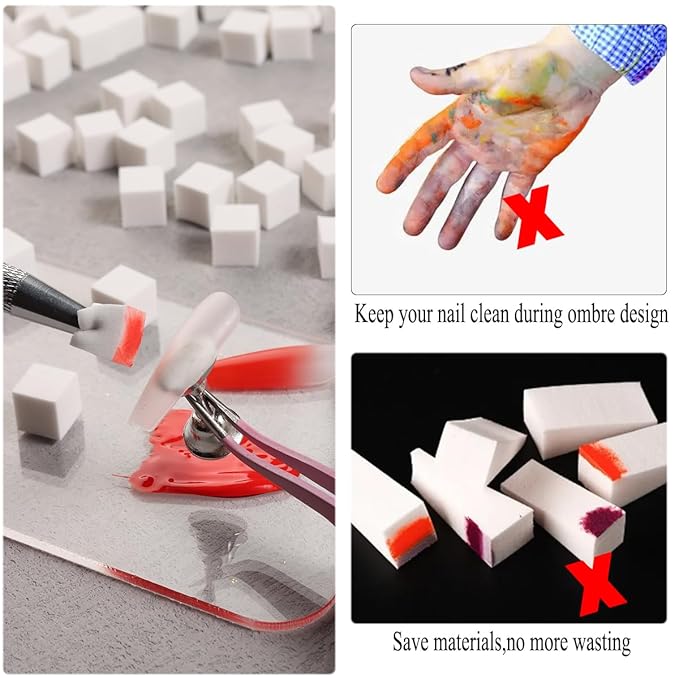 Soft Sponges with Grabbing Pen for Ombre and Aura Nail Art with Brush, Professional Manicure Nail Art Tools Accessories Supplies, 100 Pieces