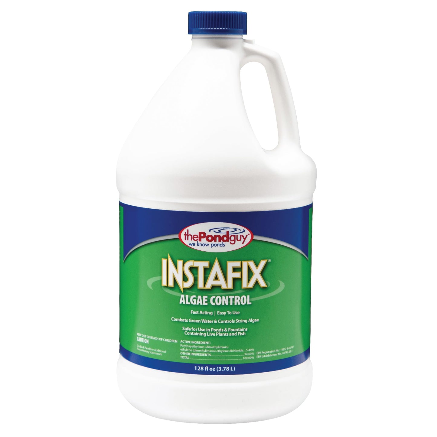 The Pond Guy InstaFix Algae Control, Outdoor Water Garden, Fountain & Birdbath Algae Solution, EPA Registered Liquid Algaecide, Control Green Water & String Algae, Bird, Fish & Pet Safe, 1 Gallon