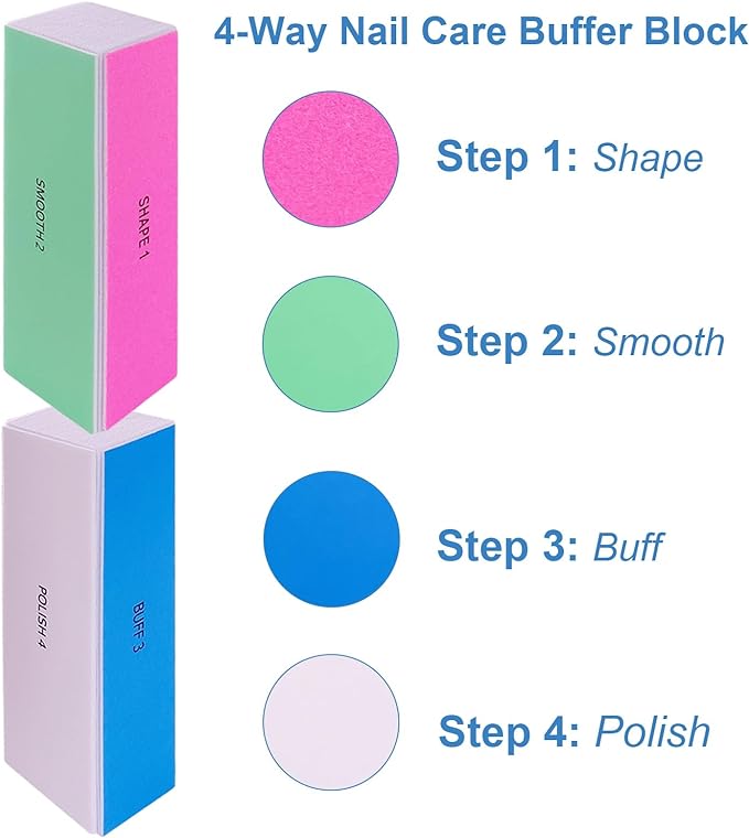 Nail File and Buffer Set, 4 Way Nail Buffers Shine Kit Professional Nail Files for Natural Nails Manicure Filer Filing Polishing Buff Nail Care Smoother Buffing Fingernail 100/120/240/600/3000 Grit