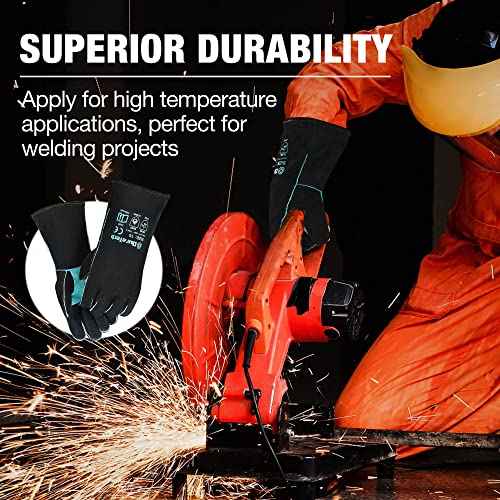 DURATECH Welding Gloves, 16¡ÈLong Sleeve Fireplace Gloves with Kevlar Stitching, 932¢µ Heat/Fire Resistant Cow Leather Gloves, Carbon Fiber Lining, for Mig, Tig, Stick, Forge, BBQ, Grill, Fireplace