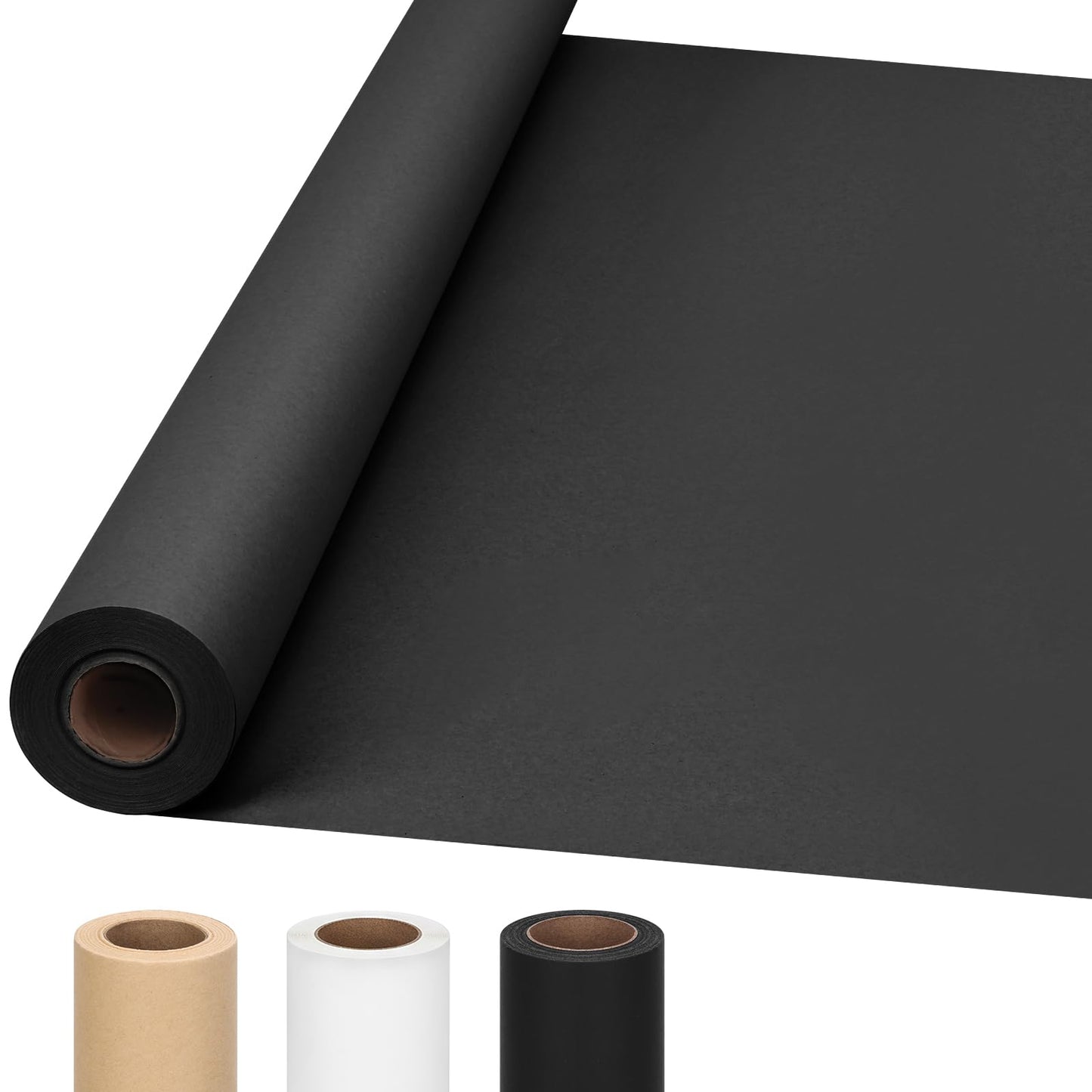Moretoes 36" x 1,200"(100') Black Kraft Paper Roll for Bulletin Board, Wrapping Paper Roll for Gift Packing Craft Banner Art Table Covering Bouquet Flower Packing Moving Shipping 85GSM