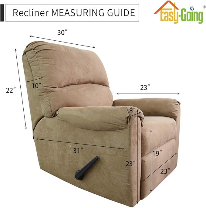 Easy-Going Recliner Stretch Sofa Slipcover 4-Piece Sofa Cover Furniture Protector Sofa Shield Couch Soft with Elastic Bottom Spandex Jacquard Fabric Small Checks(Recliner,Greyish Green,Large)