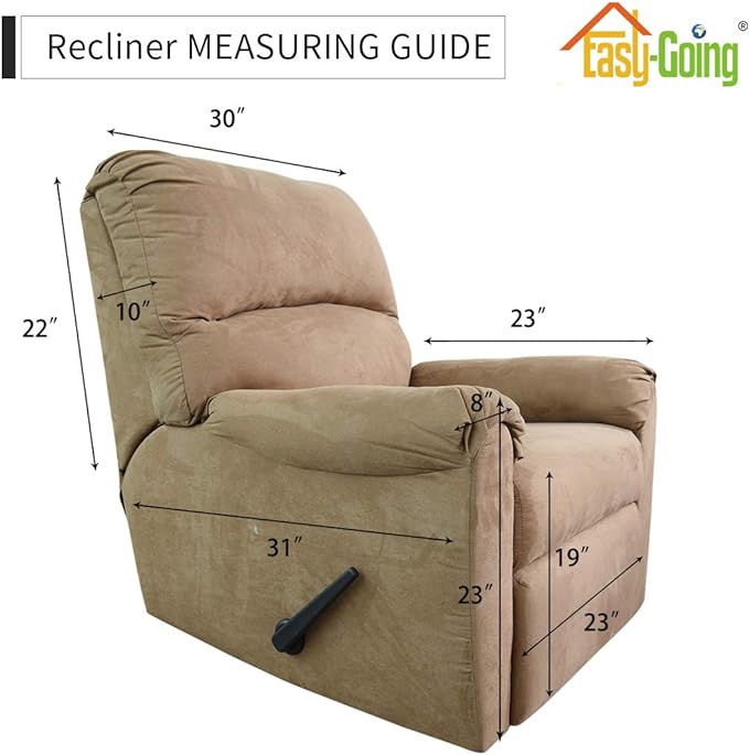 Easy-Going Recliner Stretch Sofa Slipcover Sofa Cover 4-Pieces Furniture Protector Couch Soft with Elastic Bottom, Spandex Jacquard Fabric Small Checks(Recliner,Taupe)