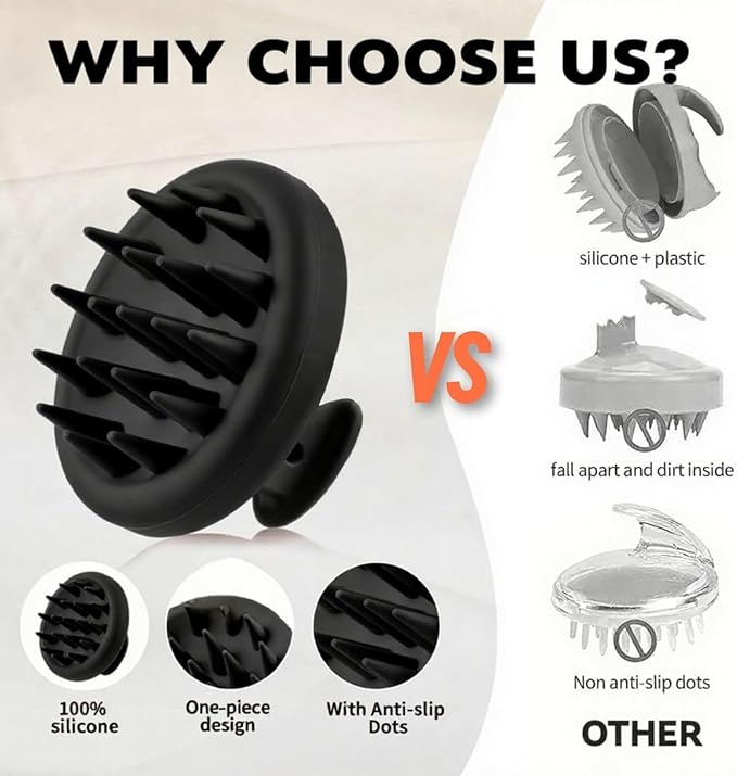 Beard Scrubber Brush Kit- 3 Piece Professional Set Silicone Beard Brush Scalp Shower Shampoo Scrubber Brush, Trimming Scissors, Dual-Sided Beard Comb | Hair Face Exfoliator & Massager for Growth