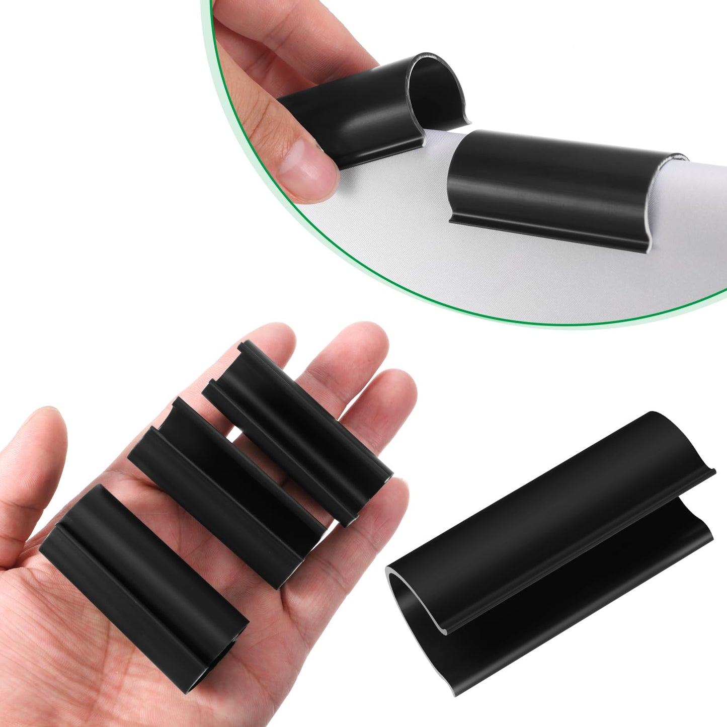 Jetec 32 Pcs PVC Pipe Clips Pool Cover Clamps for Above Ground Pool Greenhouses, Row Covers, Garden, Shelters, Bird Protection, 2.4 Inch Long(for 3/4 Inch PVC Pipe,Black)