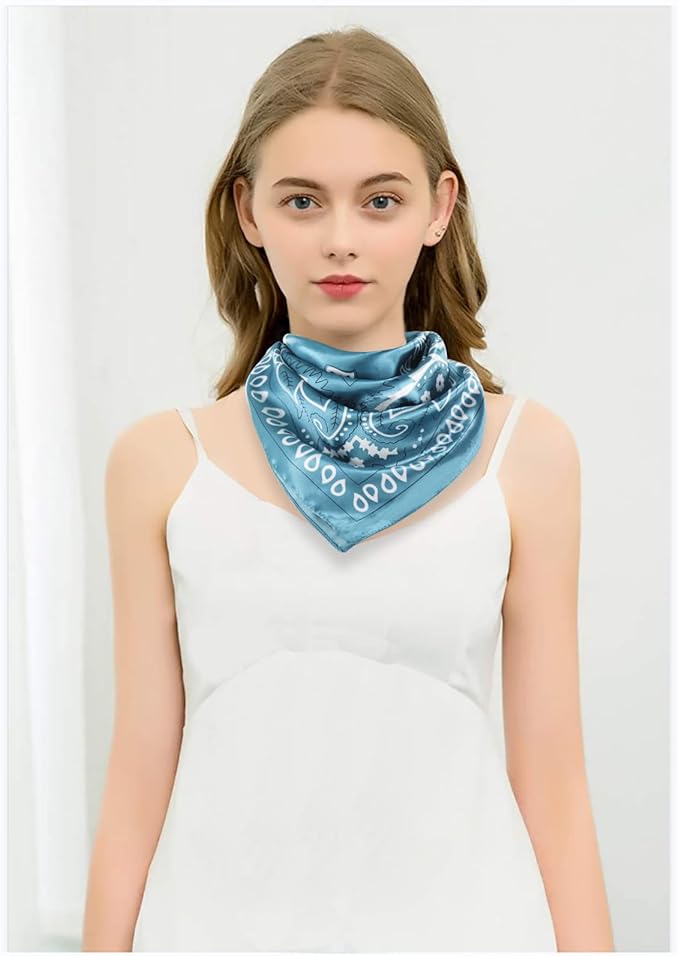 vimate 35" Square Silk Like Head Scarf - Women's Fashion Satin Scarf Bandana for Hair Wrapping at Night.