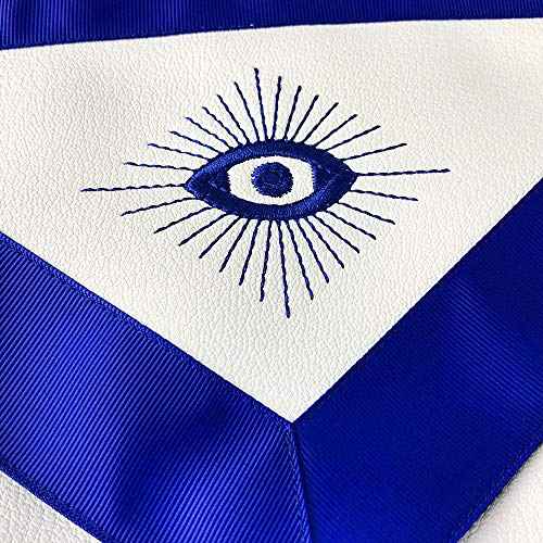 Masonic Apron Administrator Edition Synthetic Leather Blue Grosgrain Ribbon Borders
