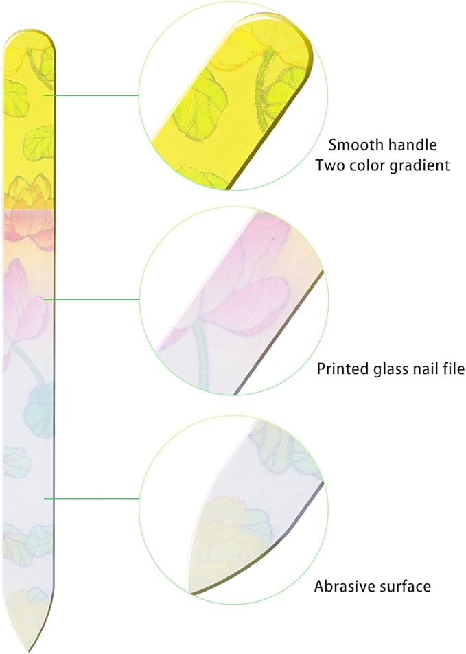 Mudder 8 Pack Glass Nail Files with Cases Double-Sided Crystal Fingernail Files for Natural Nails Colorful Floral Nail Buffers for Professional Manicure Supplies Care Tool Gifts for Women