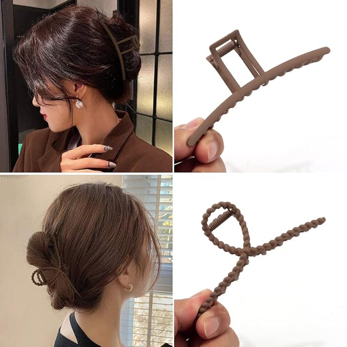Large Metal Claw Clips for Thick and Long Hair, Butterfly Hair Styling Accessories, Hair Clamps for Women (Dark Coffee)