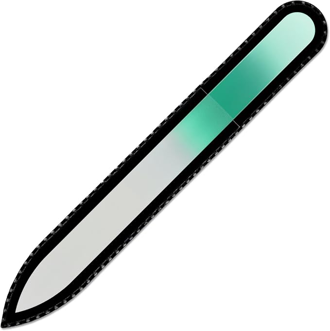 Mont Bleu Rainbow Crystal Nail File in Black Pouch - Czech Tempered Glass - Handmade in Bohemia (Czech Republic)