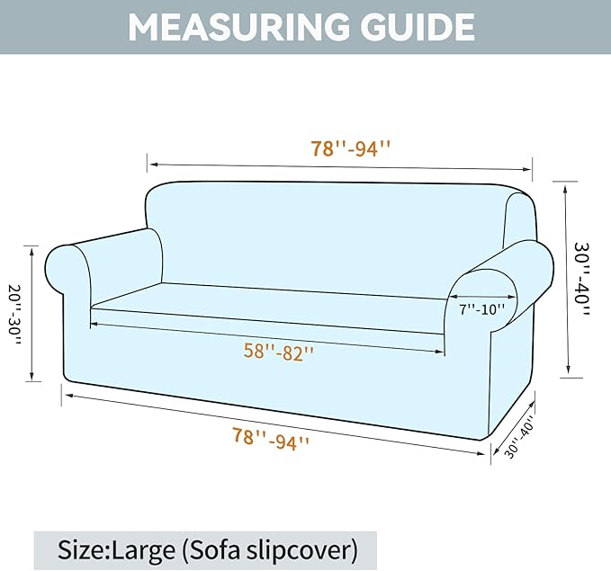 LURKA Stretch Sofa Slipcovers 1 Piece Couch Covers for 3 Cushion Couch Sofa Furniture Protector Full Sofa Covers with Elastic Bottom for Kids and Dog (Brown, Large)