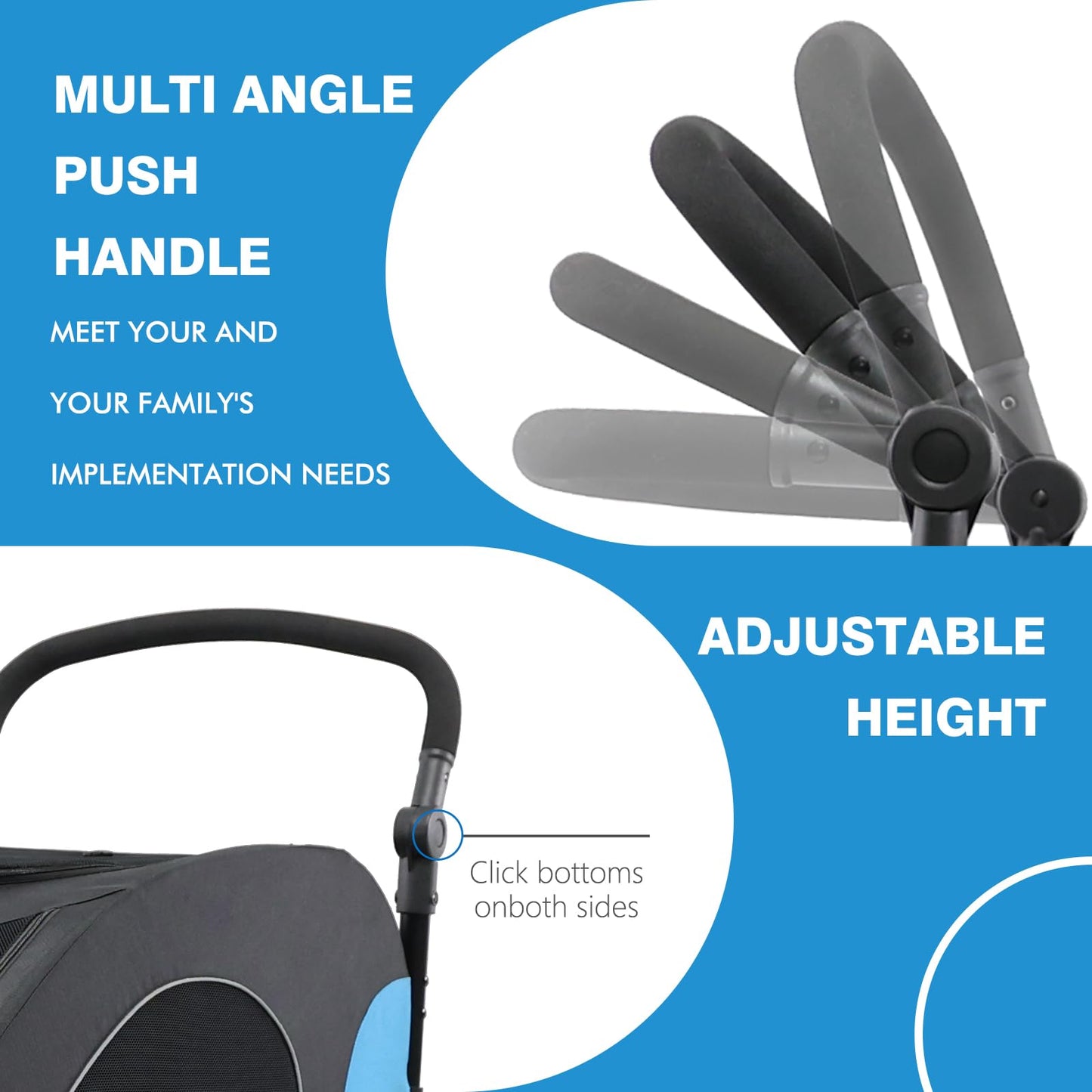 MekkMomo Pet Stroller for Large Dogs, All Terrain 4 Wheels for Jogging Running, Dog Stroller for Large Dogs Up to 88lbs, Foldable Dog Strollers with Adjustable Handle & Breathable Mesh