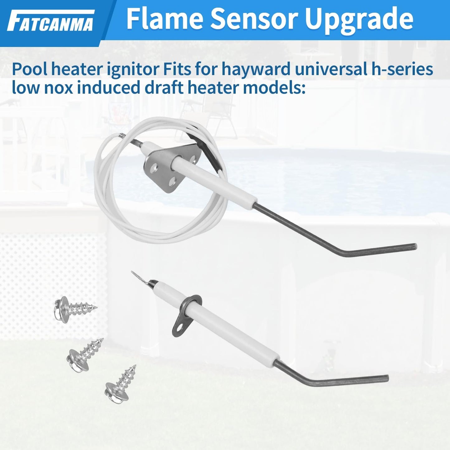 IDXLFLS1930 Flame Sensor Replacement fit for Hayward Pool Heater Parts, Pool Heater Ignitor Compatible with Hayward Universal H-Series Induced Draft and Gas Heater H250IDL H300IDL H400IDL H150FD