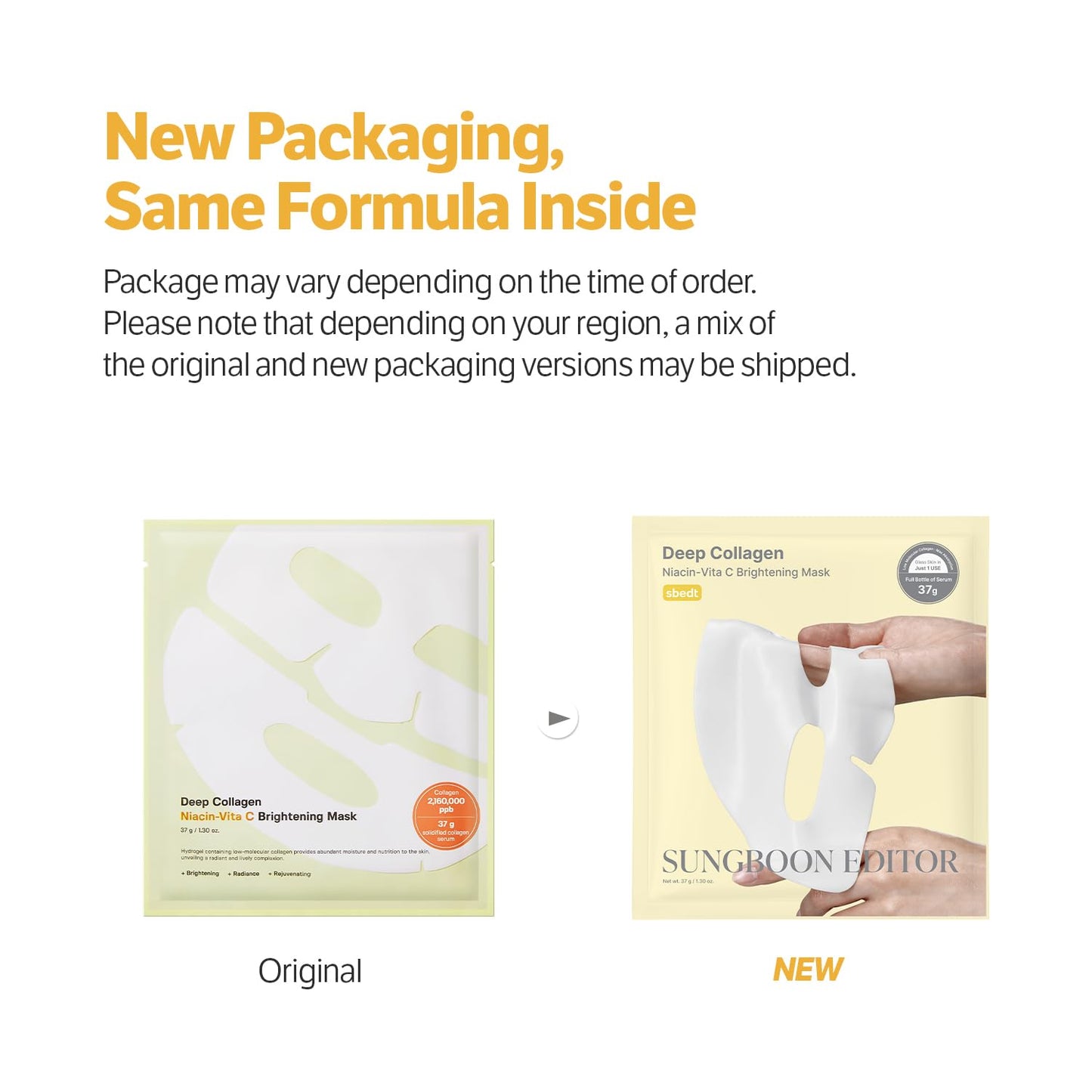 SUNGBOON EDITOR Deep Collagen Niacin-Vita C Overnight Mask | Brightening & Wrinkle Care Mask | 2,160,000PPB Collagen + Niacinamide + Vita C | Korean Skincare, 4ea | Gifts for Women