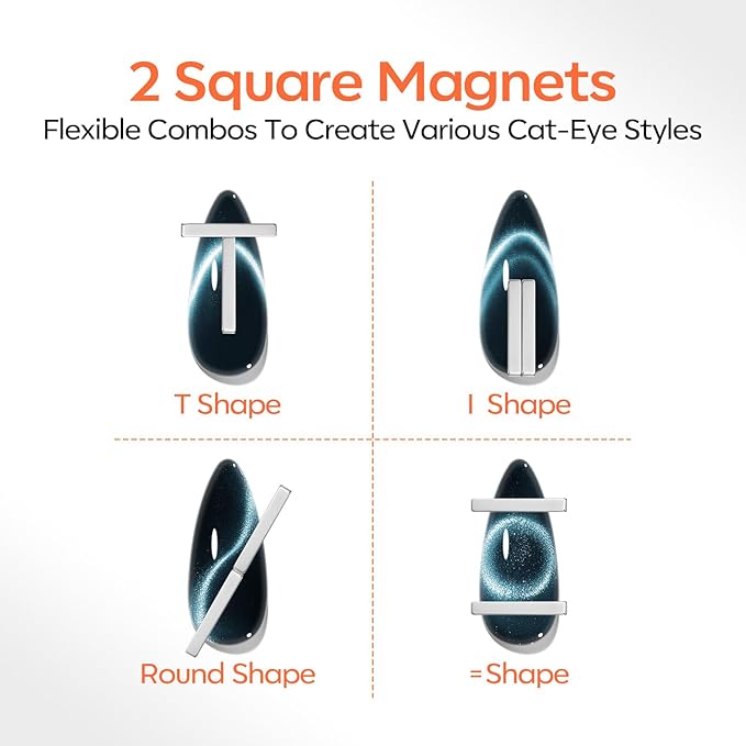 modelones Cat Eye Magnet Set, Heart French Cateye Gel Polish Nail Tools Kit Dual-Head 3 IN One Magnets Pen Heart Round Square Flower Glassy Moon Multi Effect Nail Art Designs Home DIY Salon Use