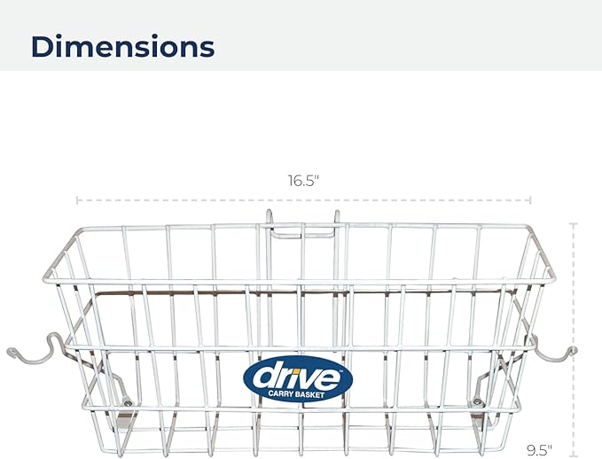 Drive Medical 10200B Walker Basket, Basket for Folding Walker with Cup Holder, White