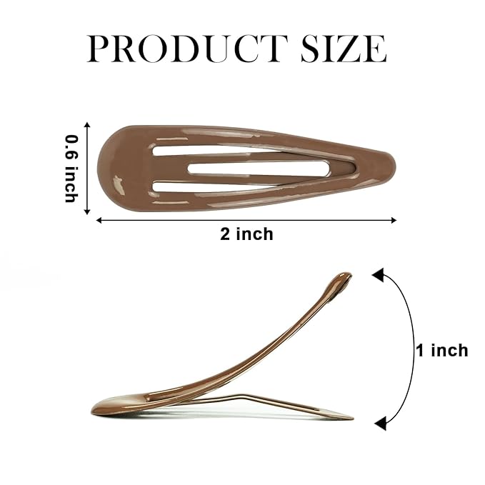 40pcs Snap Hair Clips, 2'' Hair Clip, Non-slip Brown Hairpin Accessories for Women Girls, Metal Barrettes for Styling, Brown