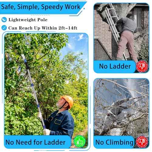 [14 feet] Pole Saws for Tree Trimming Extendable High Pruning Saws Manually Stainless Steel Gardening Saws Extension Bar Saw Pole Pruning Limb Saw for Trees, Bamboo Wood, Plastics