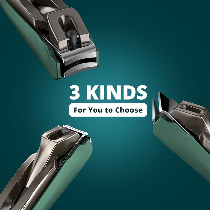 Nail Clippers Set-3 Pack,Fingernail Clippers& Toenail Clipper for Men&Women,Nail Clippers with Catcher,Nail Cutter for Thick Toe Nails,Stainless Steel Ultra Sharp Sturdy Mess-Free Nail Clipper Kit