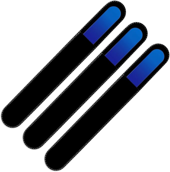 Mont Bleu Rainbow Crystal Nail File in Black Pouch - Large/Professional Size - Czech Tempered Glass - Handmade in Bohemia (Czech Republic)
