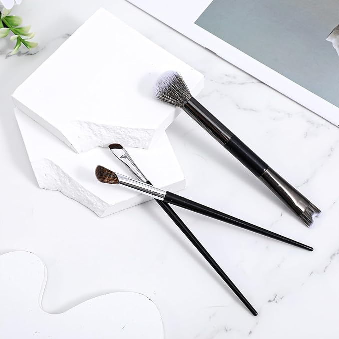 3 Pcs Sculpting Dual-End Nose Brush, 2-in-1 Nose Contour Brush Angled Makeup Brushes Blush Brushes for Sculpting and Defining Contour