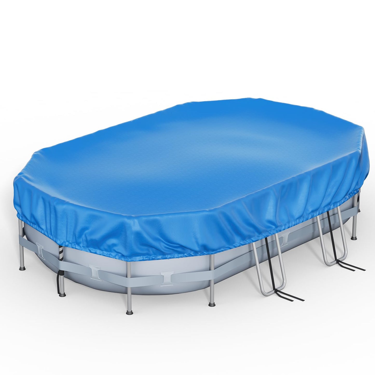 Feelife 16’ x 10’ Oval Pool Cover for Above Ground Pools, Built-in Elastic & 6 Integrated Cords, Easy 20s Setup, Above Ground Swimming Pool Cover Fits 16’ x10’ & 14’x8.2’ Pools