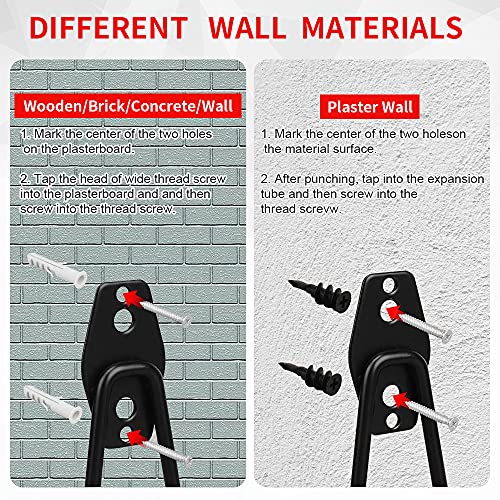 3-H Garage Wall Hooks 20 Pack, Garage Hooks Heavy Duty with Extra Welding Spots, Garage Organizer for Garden, Lawn, Chairs, Ladders, WeedEater, Shovel (Red)
