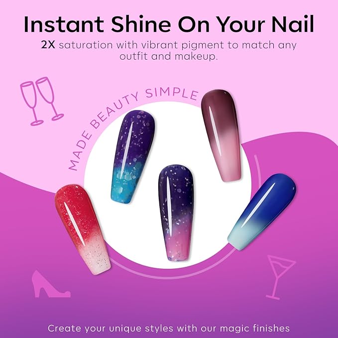 modelones Color Changing Gel Nail Polish Set, 6 Colors 2026 Red Pink Glitter Blue Purple Mood Temperature Change Nail Polish Gel Set Soak Off Nail Art Gel DIY Salon Manicure Gift