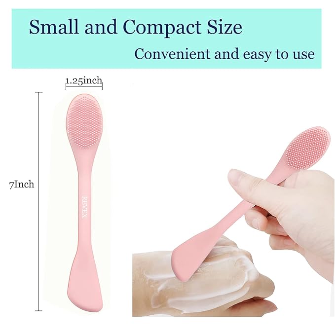 REVEX Silicone Face Mask Applicator,Face Scrubber,Exfoliating Pore Scrubber,Pore Cleaning Brush,2Pcs Mask Applicator Tool for Facial Mud,Face Brush for Women Men.(Pink+Gray)