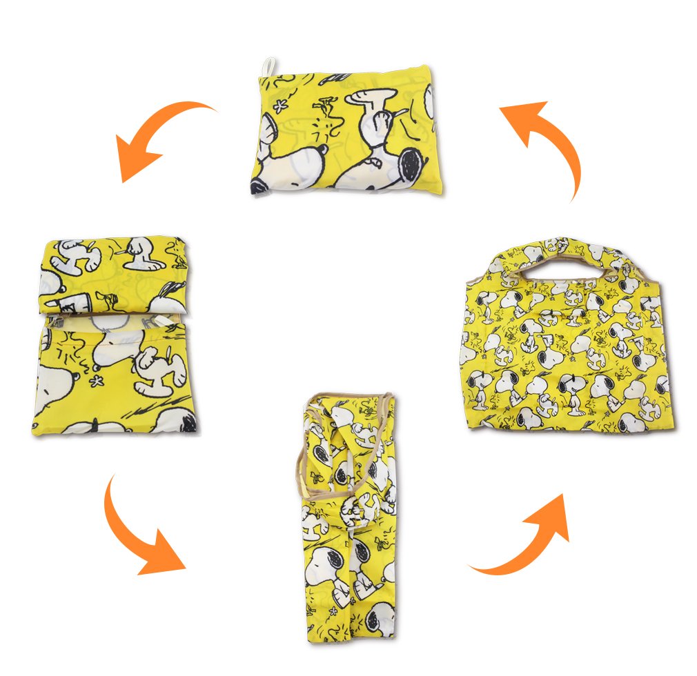 Finex 3 Pcs Set pattern Waterproof Foldable Washable Reusable Grocery Bags White Do Peanut